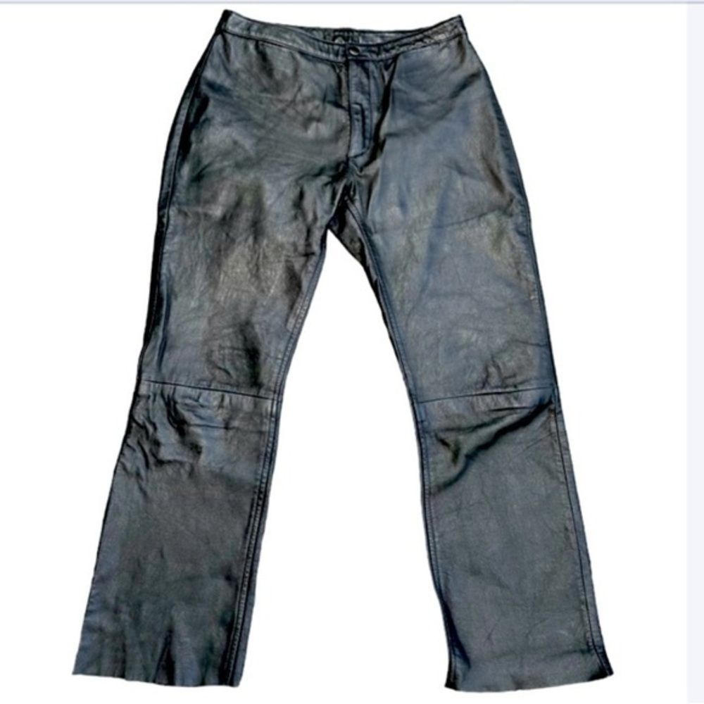 Vintage Albert Dunner Black Leather Pants Size 4 Straight Leg retro indie grunge